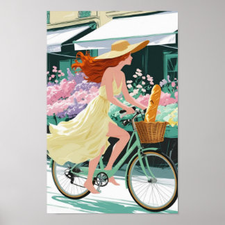 Generativ Innehåll i Fransk Girl Cycling Poster