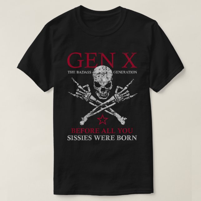 Generator X Badass Generation Skull Sten Hand T Shirt (Design framsida)