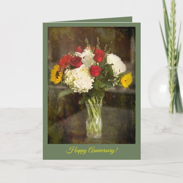 Generellt jubileumskort med blommornas Bouquet Kort (Framsida)