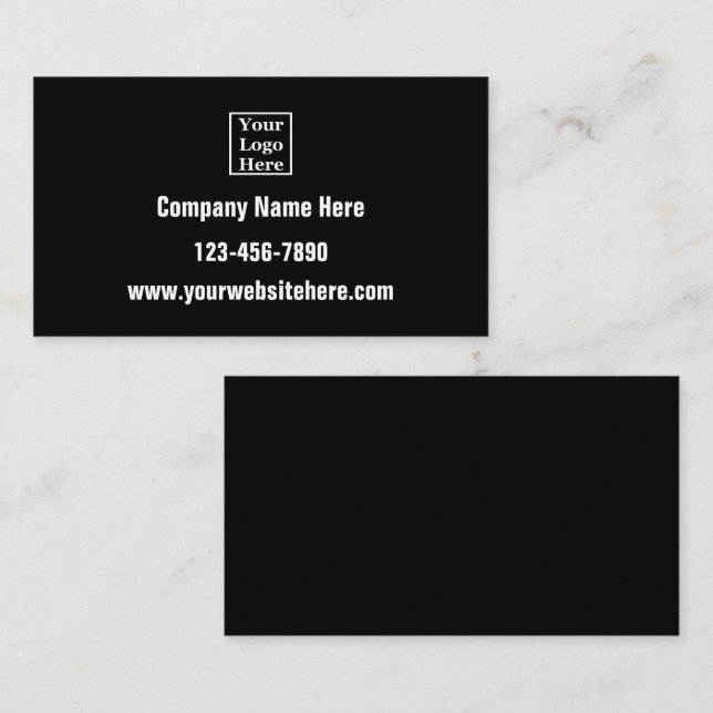 Generic Company Logotyp Contact Info Black and Whi Visitkort (Fram/baksida)