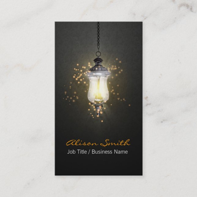Generic lamp with fireflies business card visitkort (Framsida)