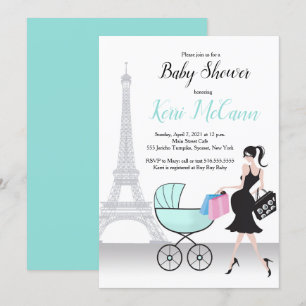 Generiska babyskor i Paris Eiffel Torn Inbjudningar
