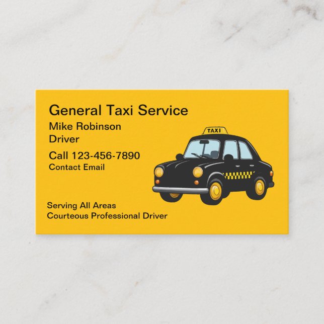 Generiska Enkla Taxiförare Affärskort  Visitkort (Framsida)
