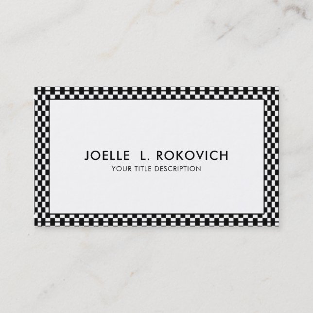 Generiskt Affärskort i Black & White Checker Ram Visitkort (Framsida)