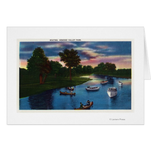 Genesee Valley Park Boating Scene Hälsningskort (Framsidan Horizontal)