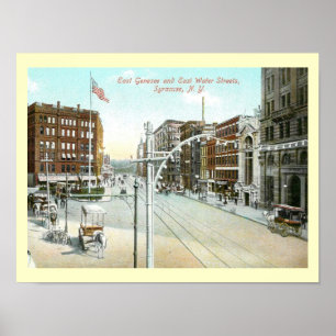 Genesee & Vatten Street, Syracuse, New York Vintag Poster