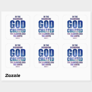 Genesis 1:1 i den inledande GOD-Skapat universell Fyrkantigt Klistermärke
