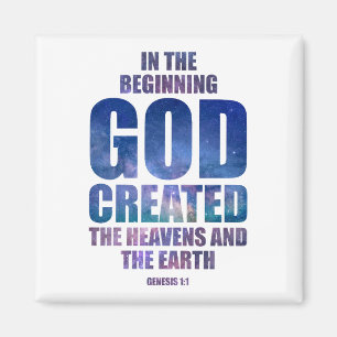 Genesis 1:1 i den inledande GOD-Skapat universell Magnet