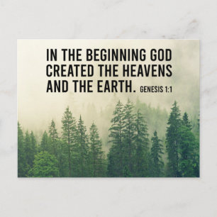 Genesis 1:1 i den inledande skriften Christian Vykort
