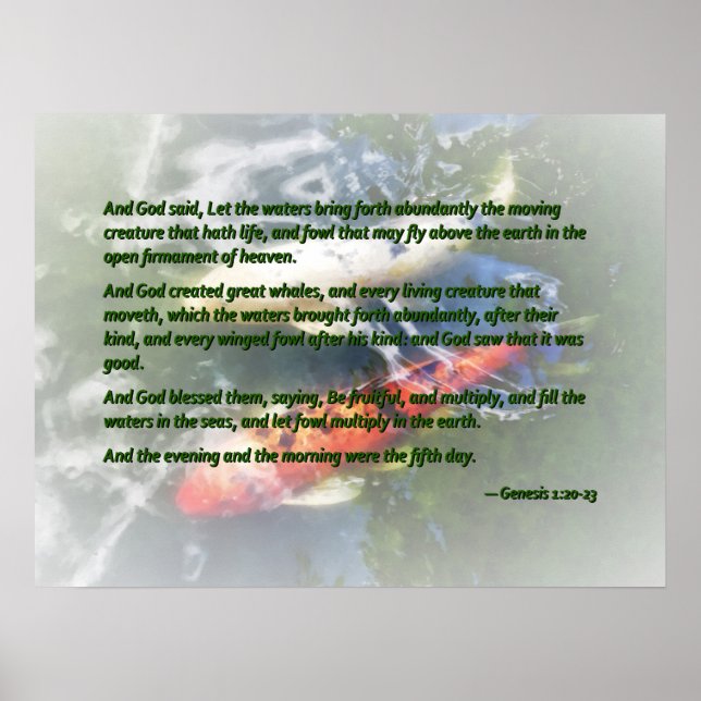 Genesis 1 20-23 och Gud sa: Låt vatten föra med si Poster (Framsidan)