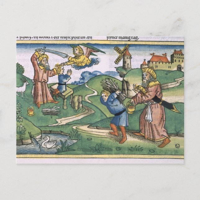 Genesis 21 1-14 Abrahams erbjudande till Isaac, fö Vykort (Framsida)