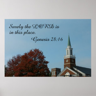 Genesis 28:16 Herren är väl här i ställe Poster
