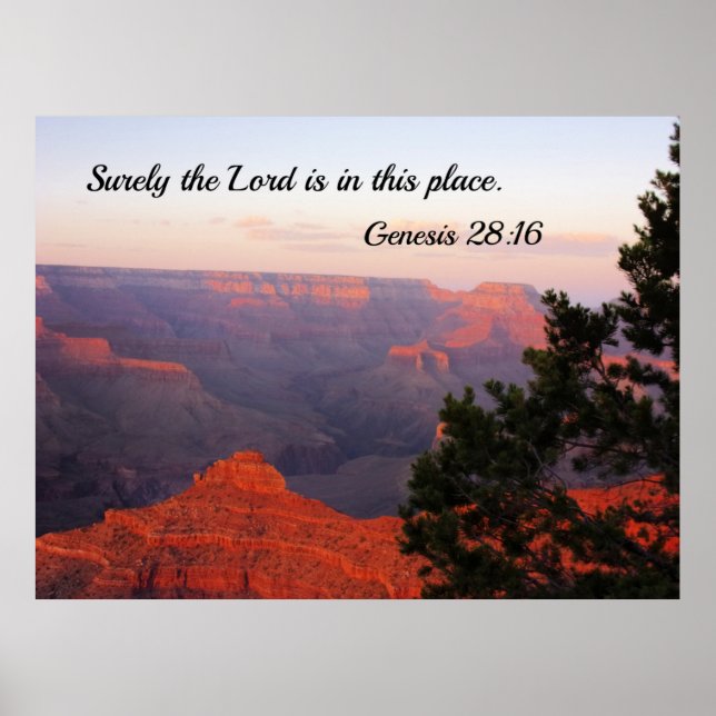 Genesis 28:16 Herren är väl här i ställe Poster (Framsidan)