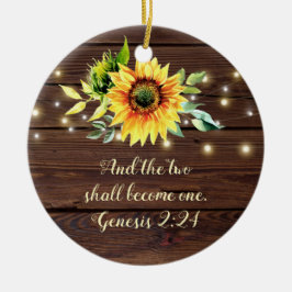 Genesis 2:24 De två skall bli en Bröllop Julgransprydnad Keramik