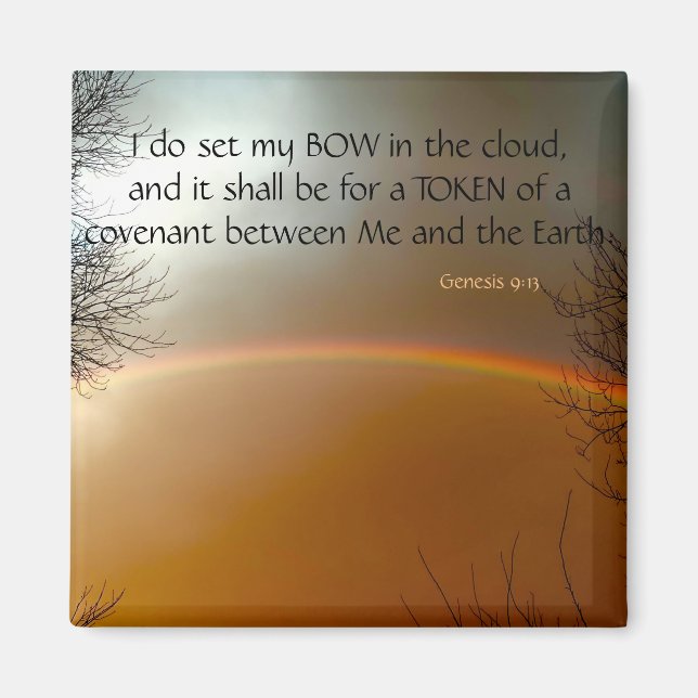Genesis Bible Verse Rainbow Photo Christian Magnet (Framsidan)