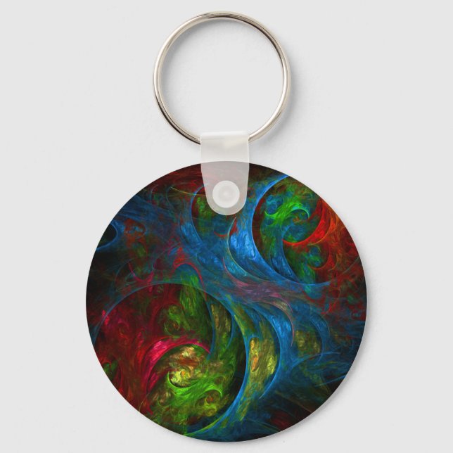 Genesis Blue Abstrakt Art Keychain Nyckelring (Framsida)