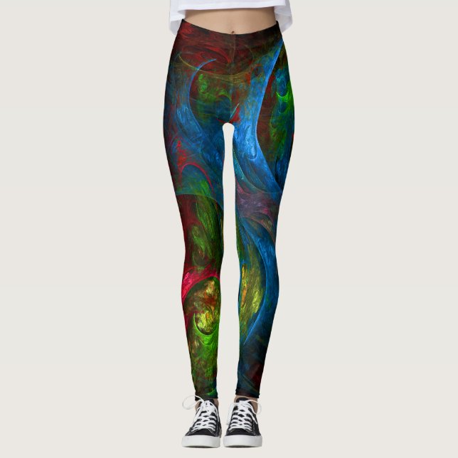 Genesis Blue Abstrakt Art Leggings (Framsida)