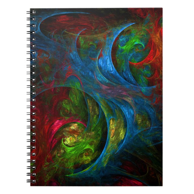 Genesis Blue Abstrakt Art Notebook Anteckningsbok Med Spiral (Framsidan)