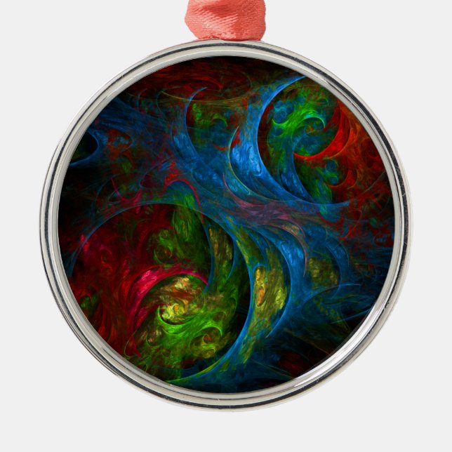 Genesis Blue Abstrakt Art Round Julgransprydnad Metall (Framsidan)