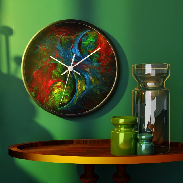 Genesis Blue Abstrakt Art Round Stor Klocka (Genesis Blue Abstract Art Round Wall Clock)