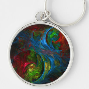 Genesis Blue Abstrakt Art Small Rund Silverfärgad Nyckelring