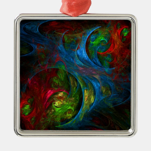 Genesis Blue Abstrakt Art Square Julgransprydnad Metall (Framsidan)