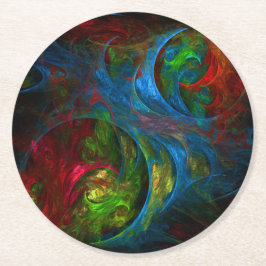 Genesis Blue Abstrakt Art Underlägg Papper Rund