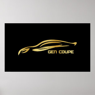 Genesis Coupe Guld Silhouette Logotyp Poster
