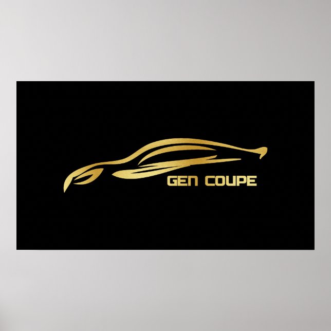 Genesis Coupe Guld Silhouette Logotyp Poster (Framsidan)