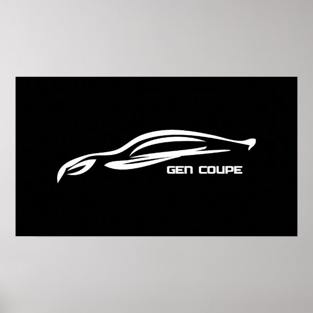 Genesis Coupe White Silhouette Logotyp Poster (Framsidan)
