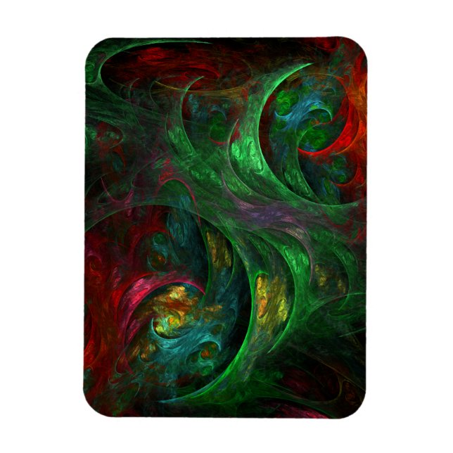 Genesis Grönt Abstrakt Art Premium Magnet (Vertikal)