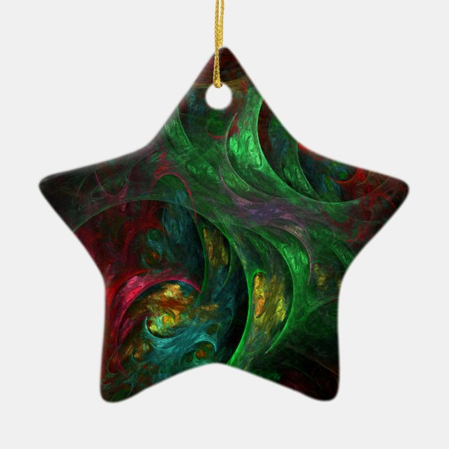 Genesis Grönt Abstrakt Art Star Ornament (Framsidan)