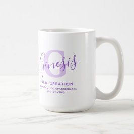 Genesis namn: Monogram G lila text Kaffemugg