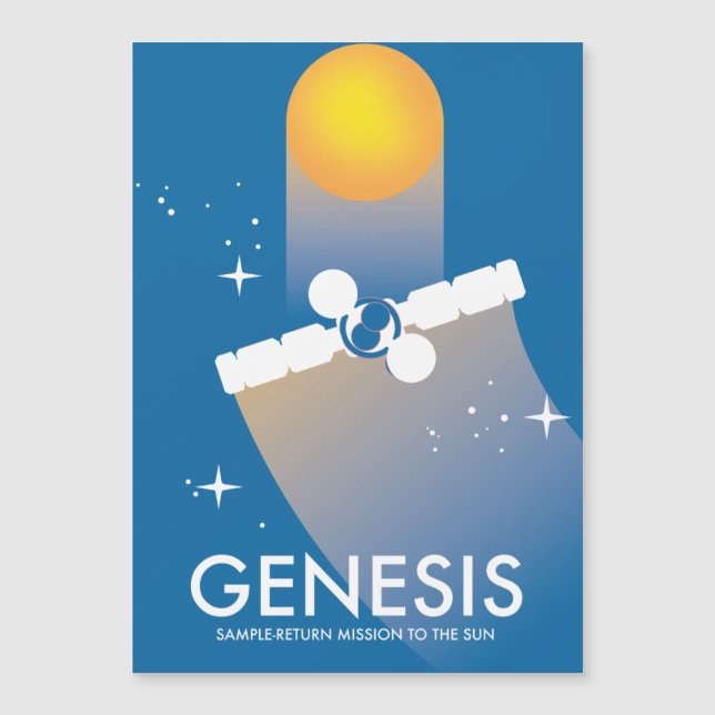 Genesis provtagningsuppdrag rymdkonst. (Framsida)