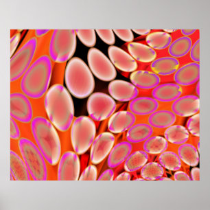 Genetic Art Psychedelic Blobs Rosa White over Red Poster