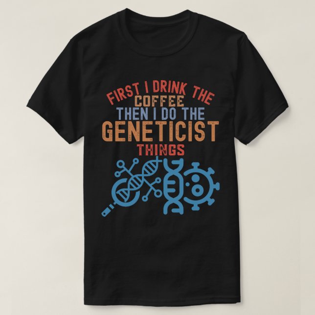 Genetik, ledande genetiker t shirt (Design framsida)