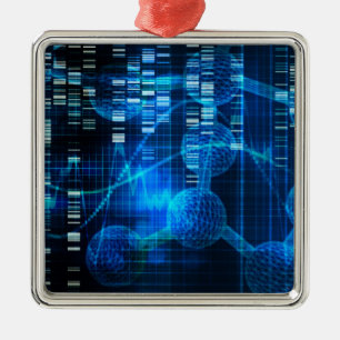 Genetisk vetenskapsforskning som en medicinsk julgransprydnad metall