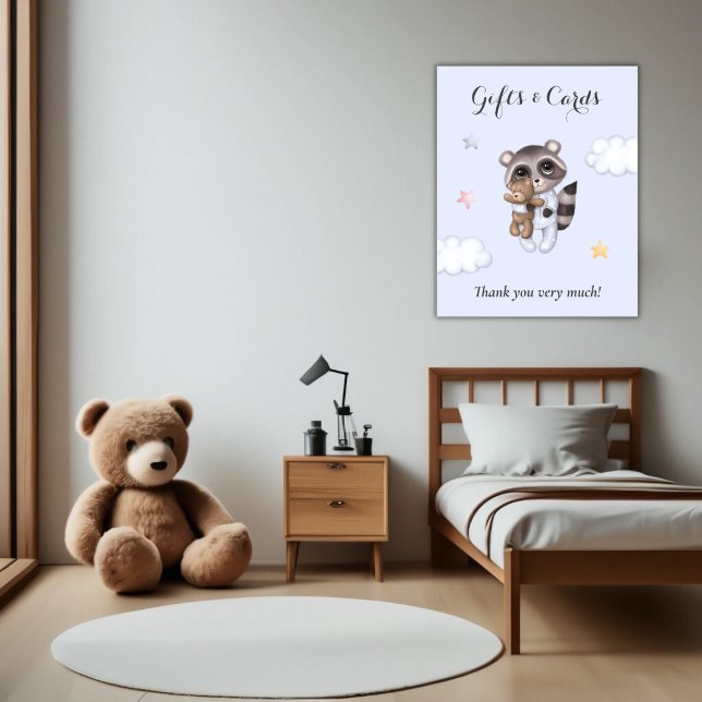 Genetiskt raccoon Animal Baby Shower Gifts & Cards Poster ( Baby Shower Gifts & Cards Poster)