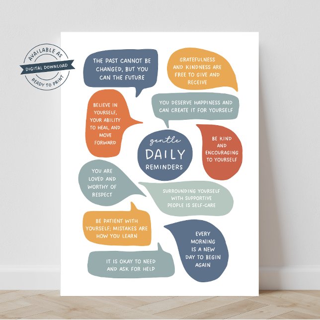 Genetiskt vardagsmat påminner om Social Emotional  Poster (daily gentle reminders, counselor office, mindset posters, teacher resources, educational resources)