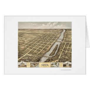 Geneva IL panorama- karta - 1869 Hälsningskort
