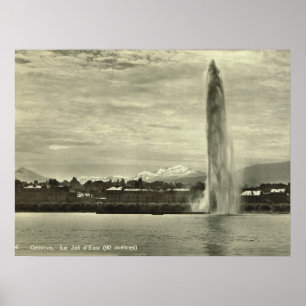 Geneva jetl'eau i hamnen poster