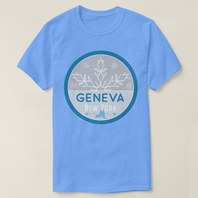 Geneva New York NY Winter Frozen Snowflake Badge  T Shirt (Design framsida)