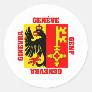Geneva Schweitz Cantonflagga Runt Klistermärke