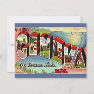 Geneva Seneca Lake NY Retro vykort