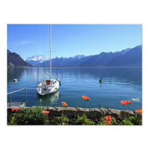 Geneva sjölandskap, Montreux, Schweitz Fototryck
