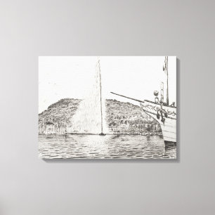 Genève Fontän och fritidsbåten 2011 Canvastryck