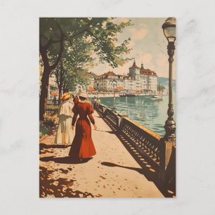 Genève Lakeside Vintage Vykort