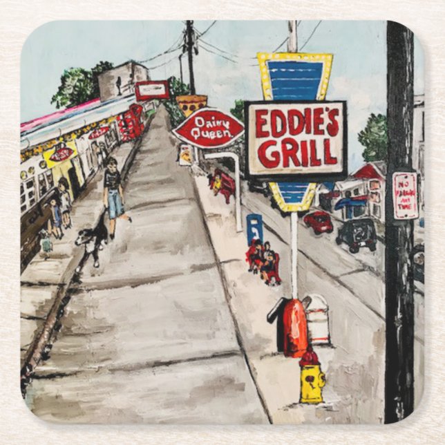 "Genève-On-the-Sjö Street View" Underlägg Papper Kvadrat (Framsidan)