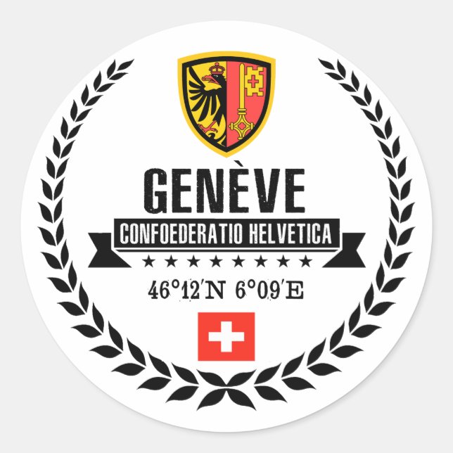 Genève Runt Klistermärke (Framsida)