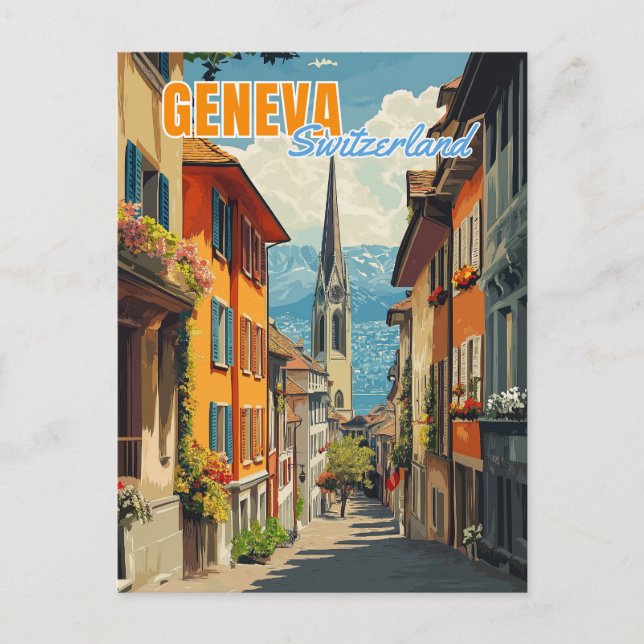 Genève Schweiz Alperna Vykort (Framsida)